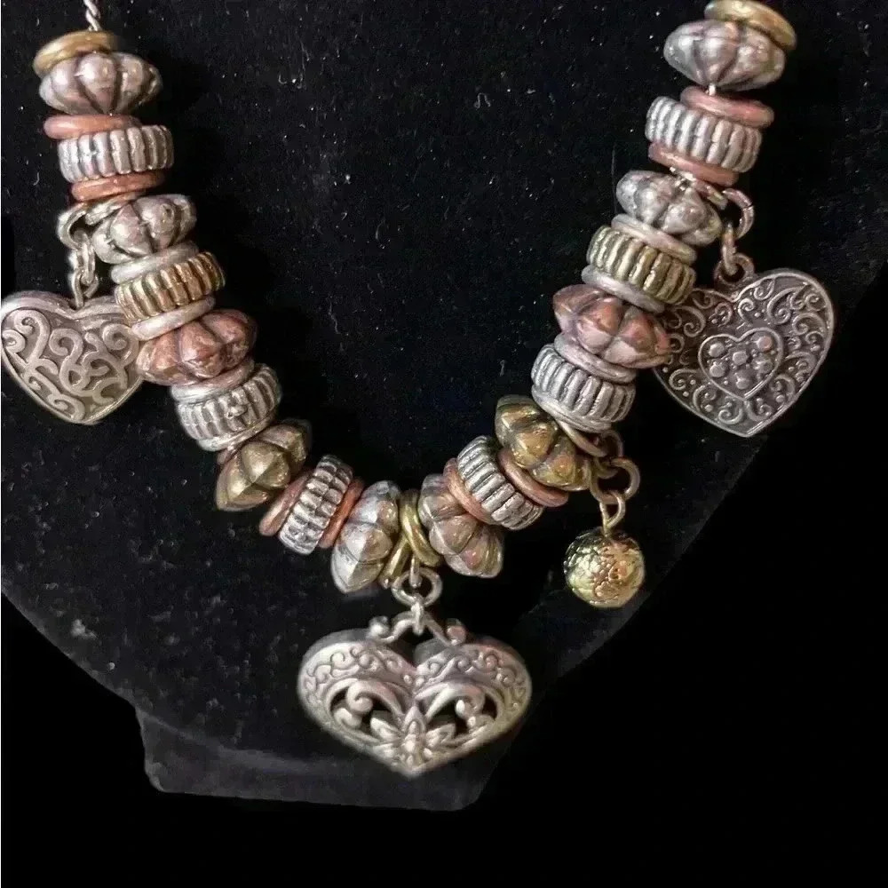 Heart Charm Necklace with Brass,Copper accents
